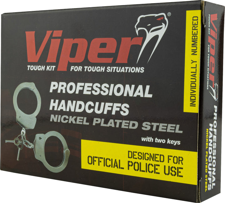 Viper TACTICAL Professional Heavy Duty Police Handcuffs Nickel Plated Steel with 2 Keys Individually Serial Numbered