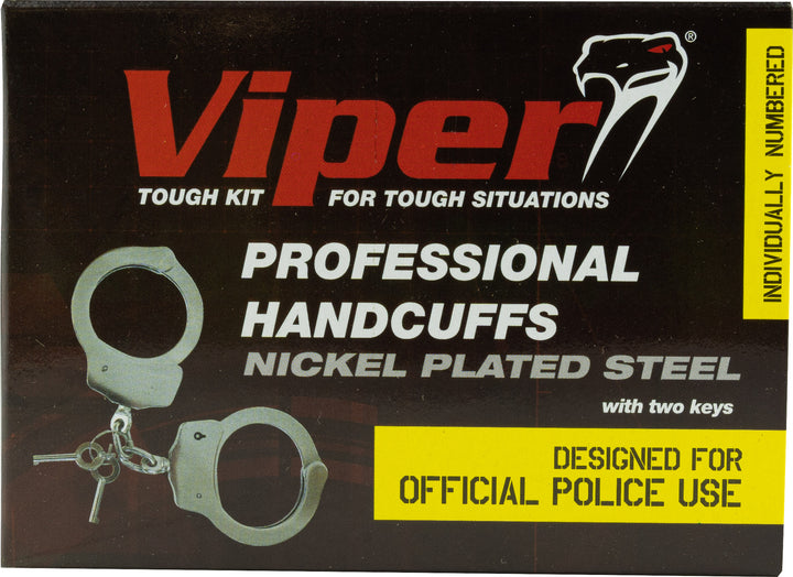Viper TACTICAL Professional Heavy Duty Police Handcuffs Nickel Plated Steel with 2 Keys Individually Serial Numbered